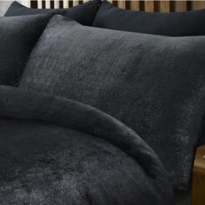 Bettwäsche Set Bettbezug und Kissen - Glamour Flanell Deko Folie Schwarz