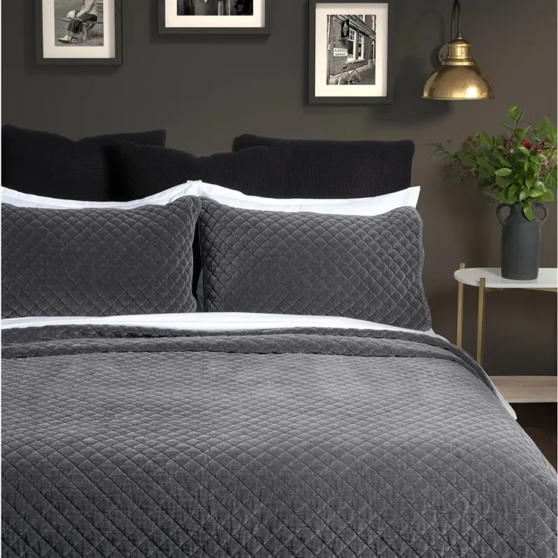 Dove Grey Velvet Quilt Collection