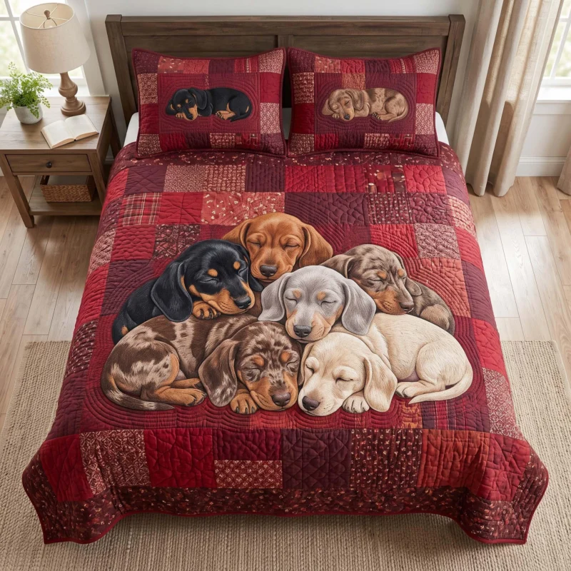 Doxie Dream Bamboo Quilt Bedding Set