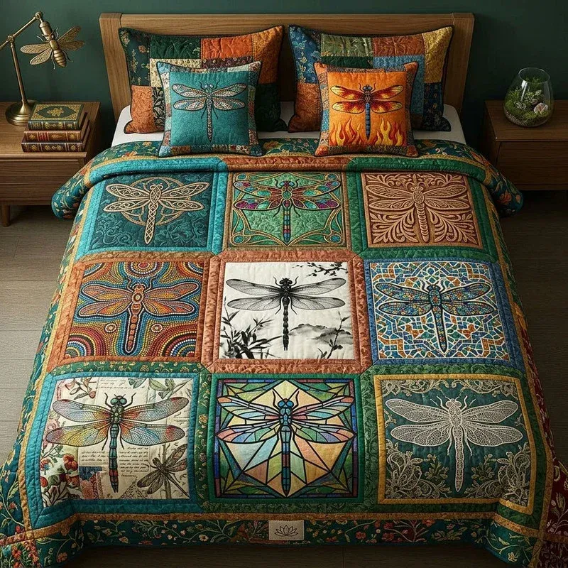 Dragonfly Sanctuary Bamboo Quilt Bedding Set