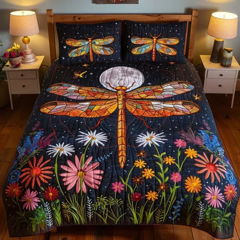 Dragonfly Dream Garden Bamboo Quilt Bedding Set