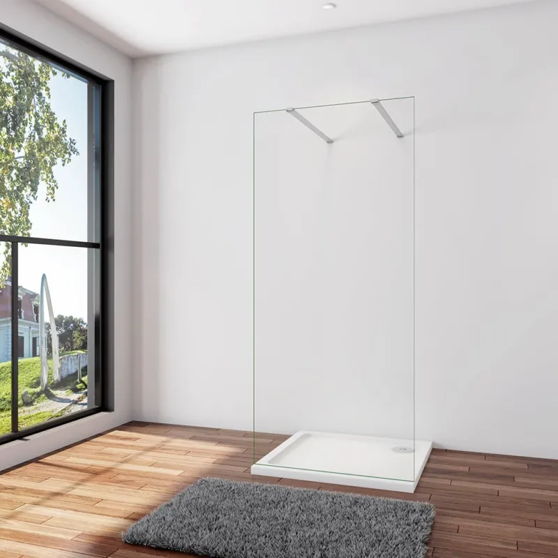Duschwand Duschabtrennung 127.7 cm 8mm NANO Glas Stabistange 140 cm Duschhaus