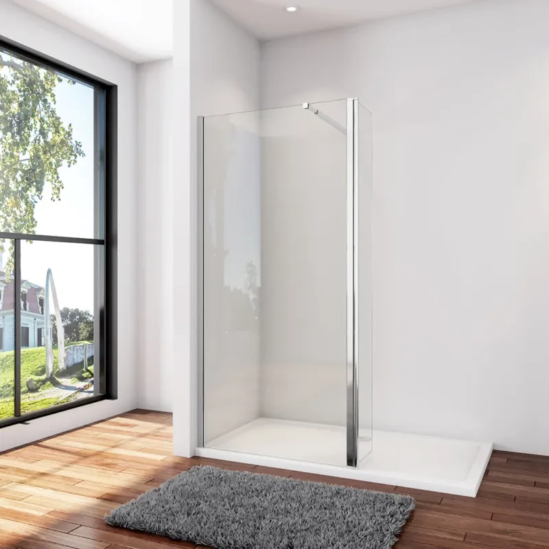 Walk In Dusche Duschwand 85+30 x H.200 cm 8mm NANO Glas Stabistange 73-120 cm Aluminium Glaswand