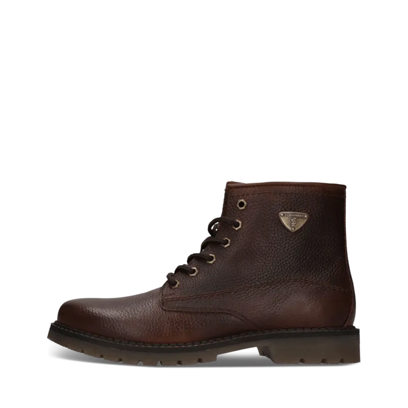 Dunkelbraune Schnürstiefel aus Leder mit Zwei-Farben-Effekt