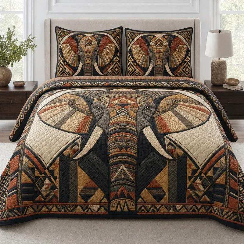 Elephant Monarch Bamboo Quilt Bedding Set