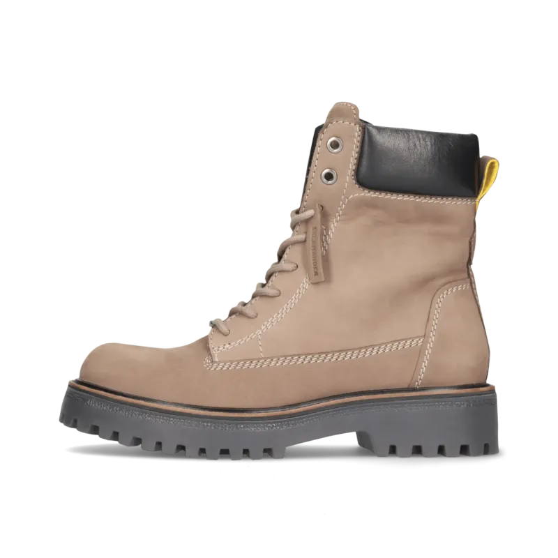 Leder Schnürstiefelette Grau/Schwarz