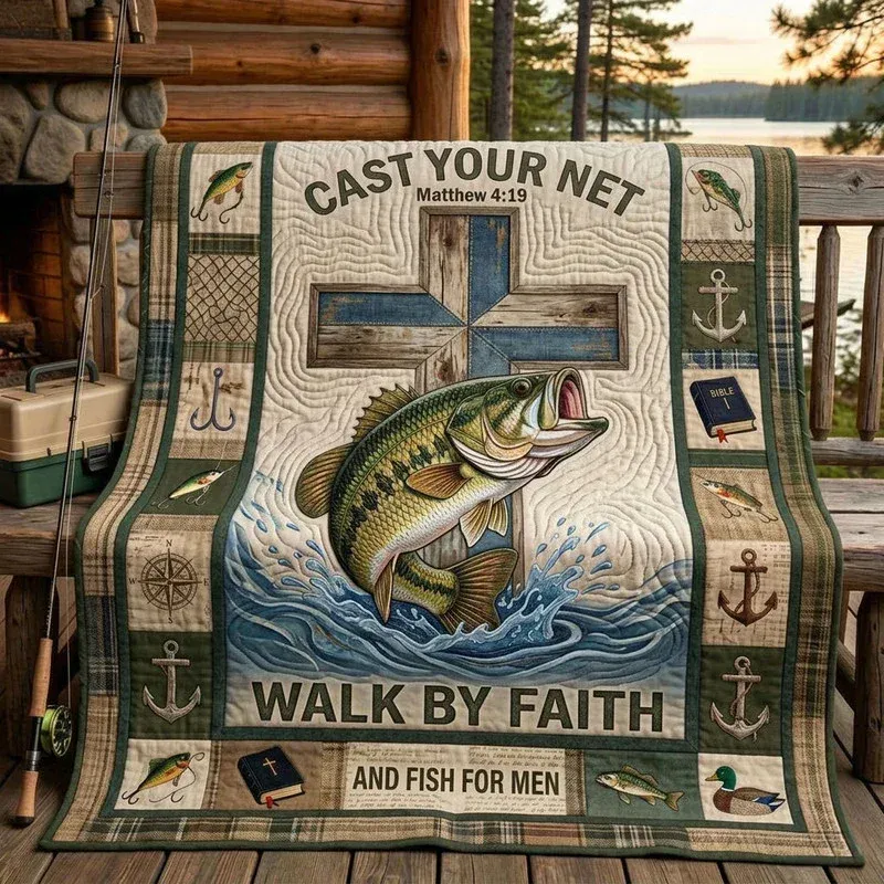 Fish Cross Bamboo Quilt Blanket