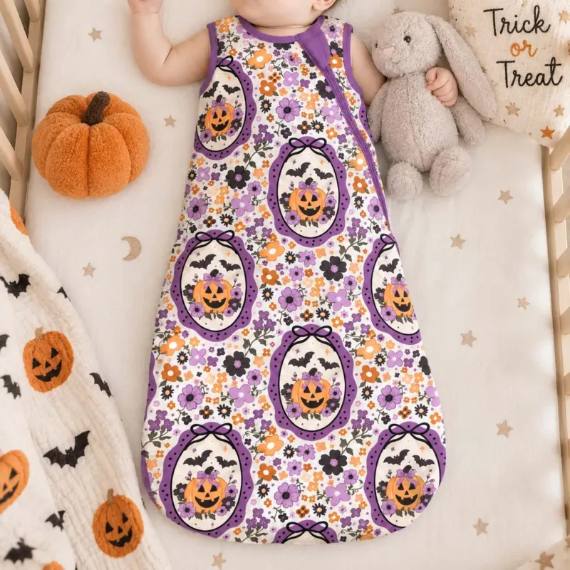 Floral Pumpkin Halloween Bamboo Sleep Bag
