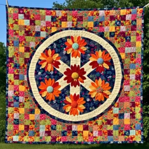 Flower Wheel Bamboo Quilt Blanket