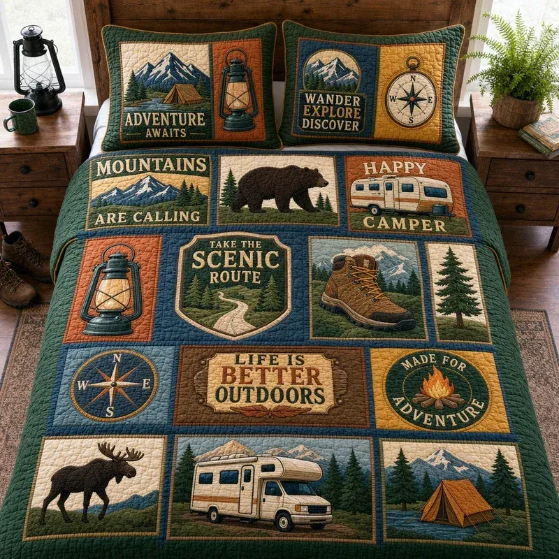 Forest Poster Bamboo Quilt Bedding Set