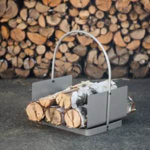Garten Brennholzkorb Carry - aus Stahl in Silber