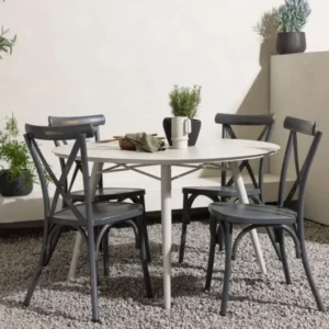 Garten Essgruppe Jonny – 5-teiliges Gartenmöbel-Set mit rundem Tisch aus Aluminium