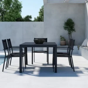 Garten Essgruppe Medina – 5-teiliges ausziehbares Gartenmöbel-Set in Schwarz oder Beige
