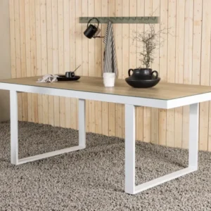 Garten Esstisch Fjord - 200x90 cm aus Aluminium und Glas in Weiß