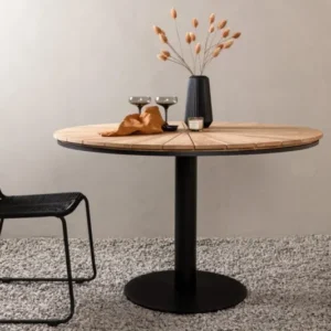 Garten Esstisch Terra - Ø 120cm aus Aluminium und Teakholz