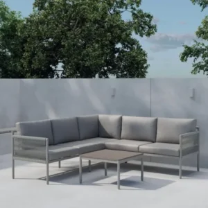 Garten Loungeset Rimini – wetterfest in Beige mit Aluminiumgestell