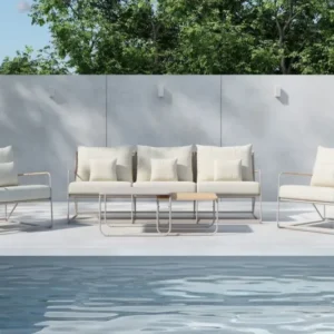 Garten Loungeset Santorini – wetterfest in mediterranem Design mit Kissen