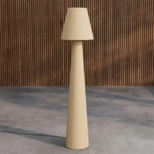 Garten Stehlampe „Kavira“ – hohes, konisches Design in Beige
