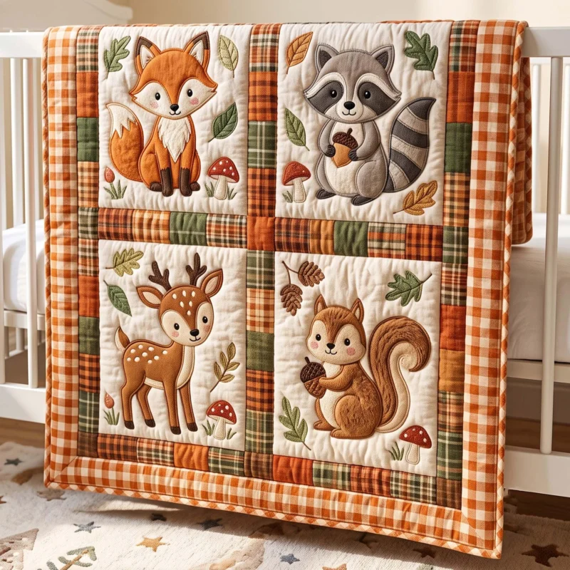 Gentle Woodland Creatures Bamboo Quilt Blanket