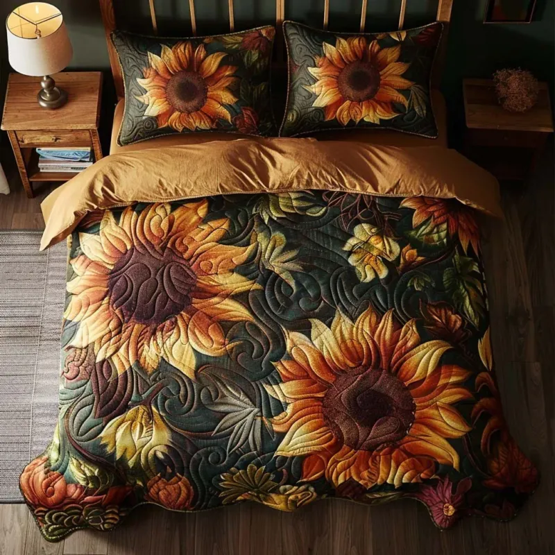 Golden Garden Bamboo Quilt Bedding Set