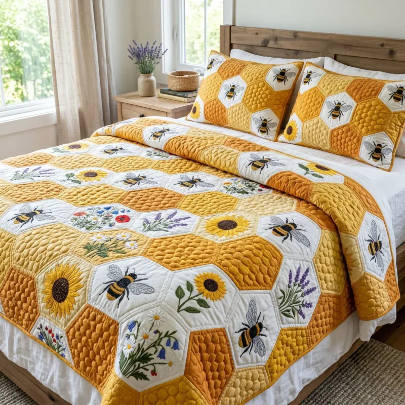 Golden Honey Bamboo Quilt Bedding Set