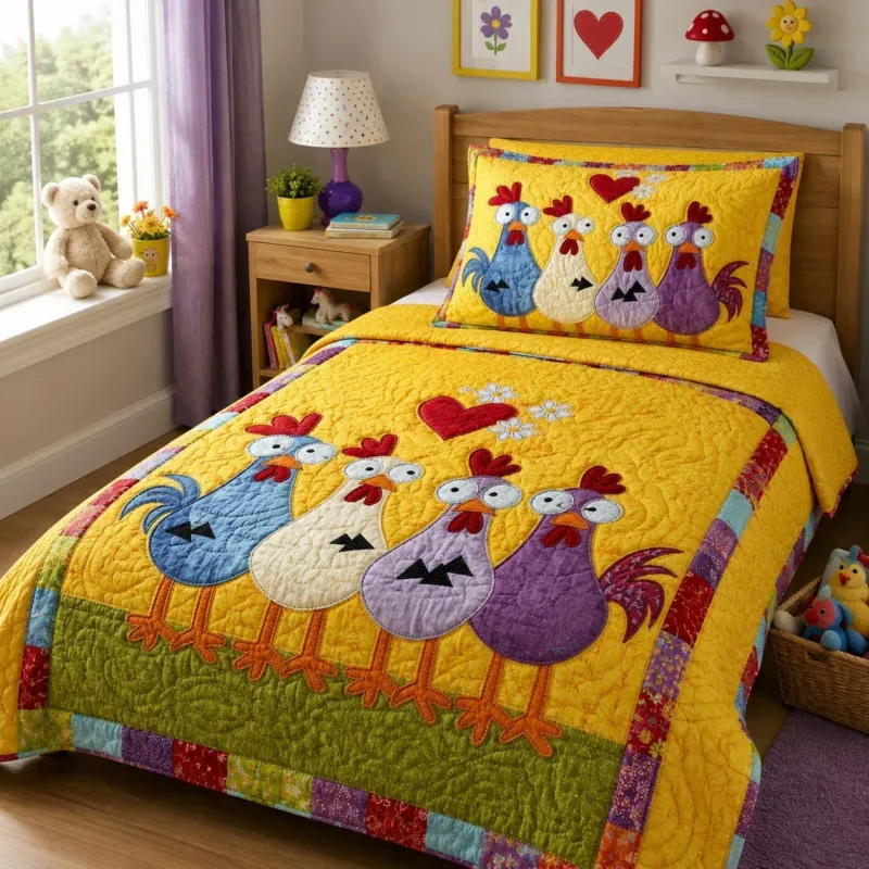 Happy Chick Bamboo Quilt Bedding Set