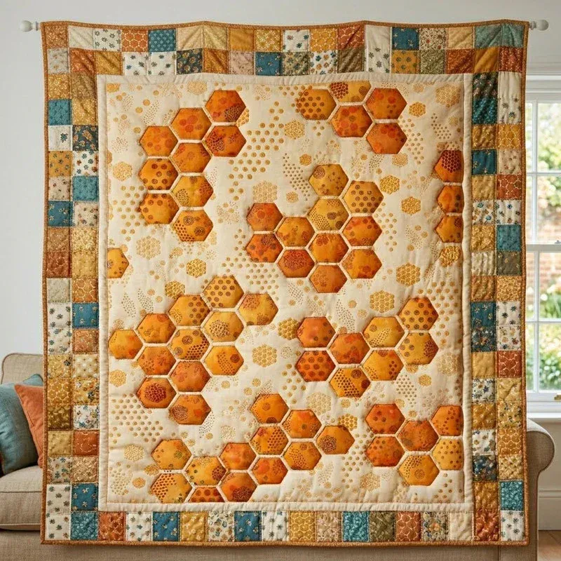 Hexagon Flow Bamboo Quilt Blanket
