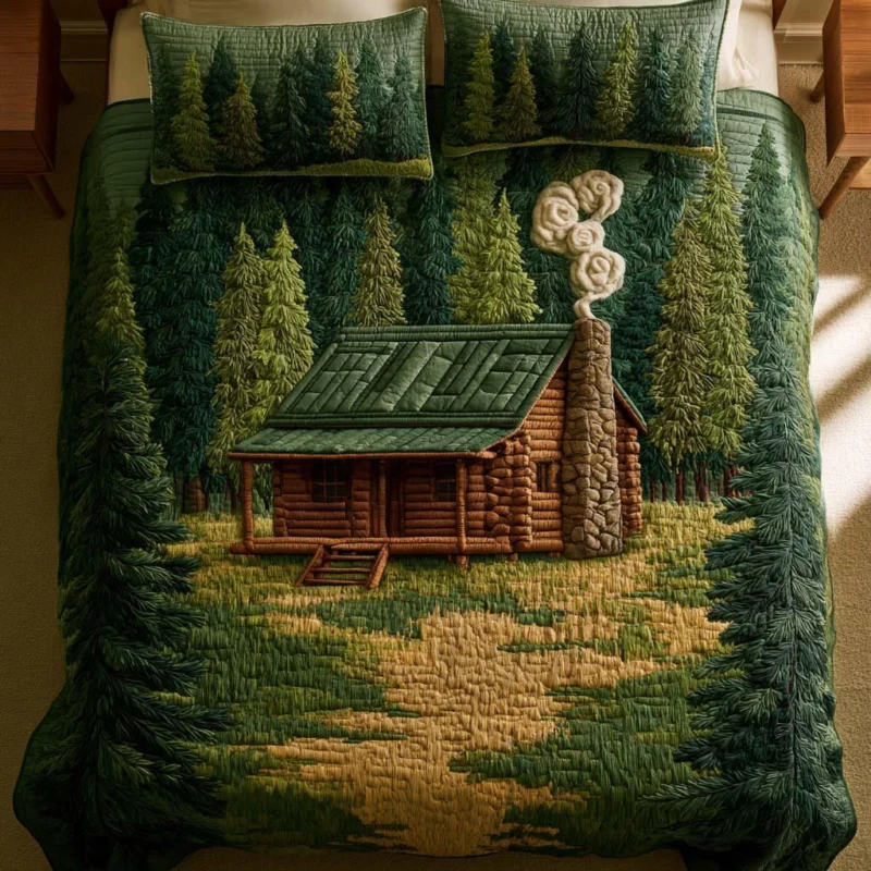 Hidden Forest Cabin Bamboo Quilt Bedding Set