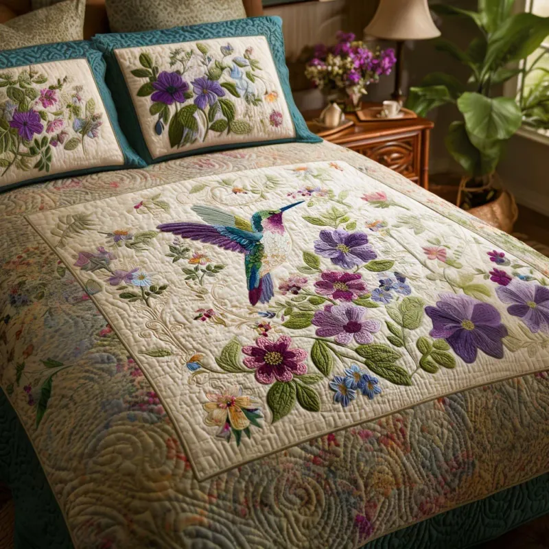Humming Wings Bamboo Quilt Bedding Set