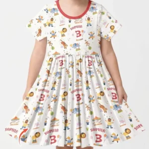 Custom Name Birthday Circus Bamboo Twirl Dress