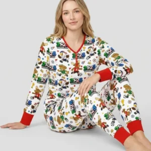 Soccer Cup Cute Mascots Bamboo Women Pajama Set