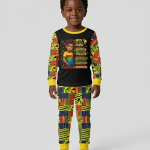 Custom Name I Am Black Child Boy Bamboo Two Piece Long Sleeve Pajama Set