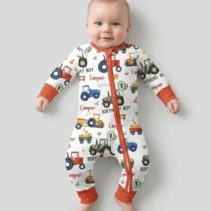 Custom Name and Age Tractor Birthday Boy Bamboo Convertible Zippy