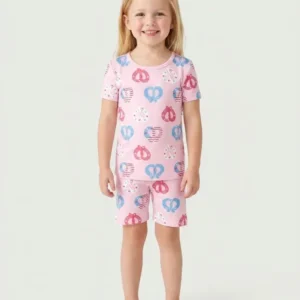 4th of July Pretzel Bamboo Two Piece Short Sleeve Shorts Pajama Set