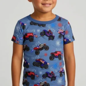 All American Thunder Custom Name Bamboo Two Piece Short Sleeve Pajama Set