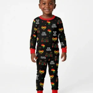 Juneteenth Black and Proud Bamboo Two Piece Long Sleeve Pajama Set