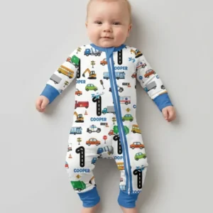 Personalized Birthday Boy Transportation Vehicles Bamboo Convertible Zippy