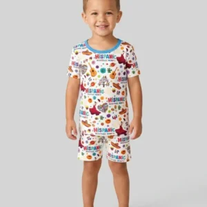 Fiesta Hispanic Heritage Month Bamboo Two Piece Short Sleeve Shorts Pajama Set