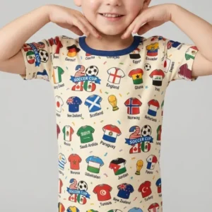 2026 Soccer World Jersey Flag Bamboo Two Piece Short Sleeve Shorts Pajama Set