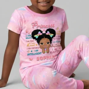Black Princess I Am Beautiful Bamboo Two Piece Short Sleeve Pajama Set