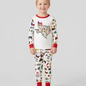 Texas Map Bamboo Two Piece Long Sleeve Pajama Set