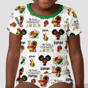Custom Name My Roots Started On Juneteenth Bamboo Two Piece Short Sleeve Shorts Pajama Set