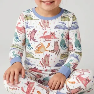 Cat Nap Crew Bamboo Two Piece Long Sleeve Pajama Set