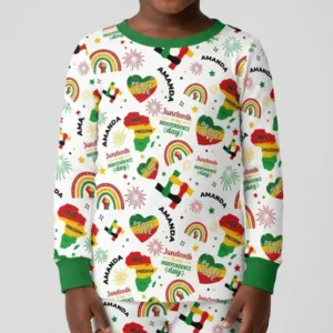 Custom Name Juneteenth Is My Independence Day Bamboo Two Piece Long Sleeve Pajama Set