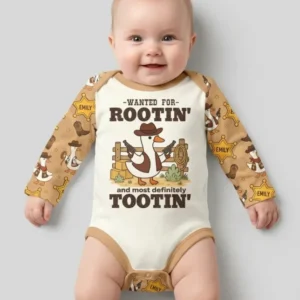 Rootin' Tootin' Cutie Custom Name Bamboo Bodysuit