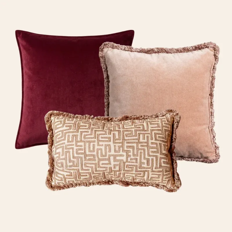 Kotabo sierkussenset Bronte – Set van 3 kussens – Magical Mauve, Pretty in Pink & Bold Beige