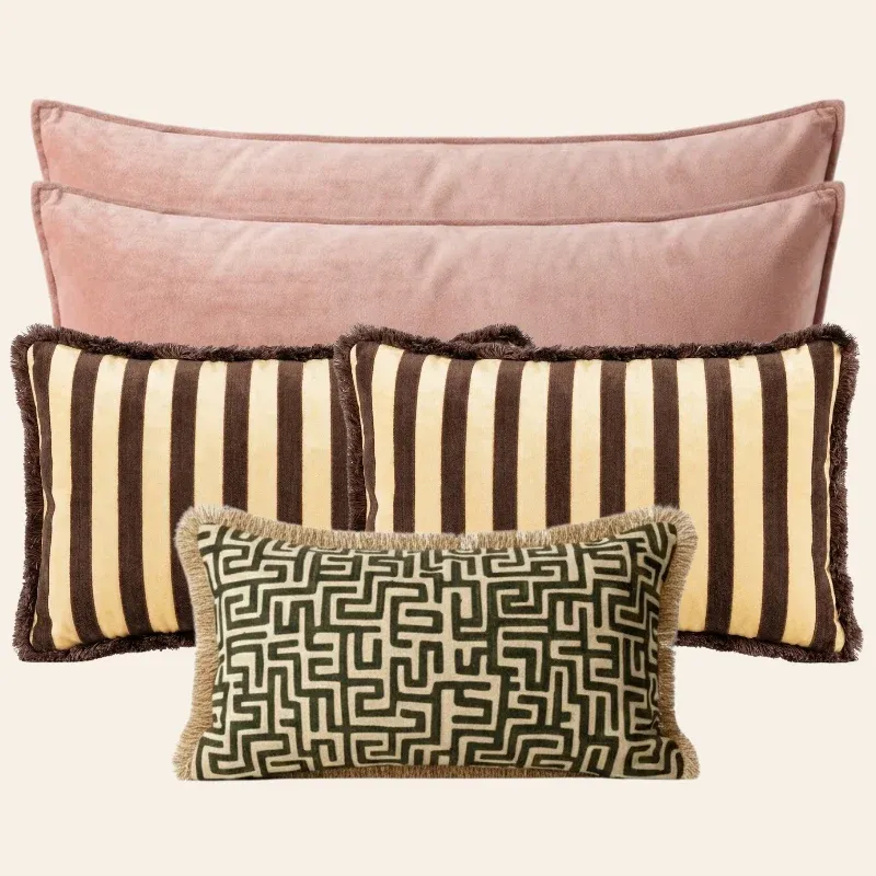 Kotabo sierkussenset Claudia – Set van 5 kussens – Pretty in Pink, Chocolate Chic & Olive Oasis