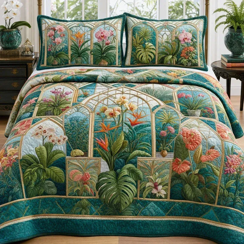 Lattice Greenhouse Bamboo Quilt Bedding Set