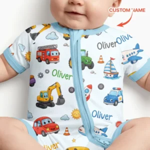 Custom Name Cute Transport Bamboo Shorty Zippy