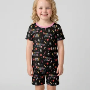 First Day Fun 2026 Bamboo Two Piece Short Sleeve Shorts Pajama Set